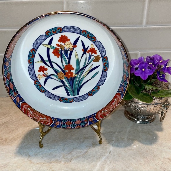 Vintage Japanese Imari Bowl, Kozan Gama Kiln Porcelain Large Floral Design Japan - Picture 4 of 12